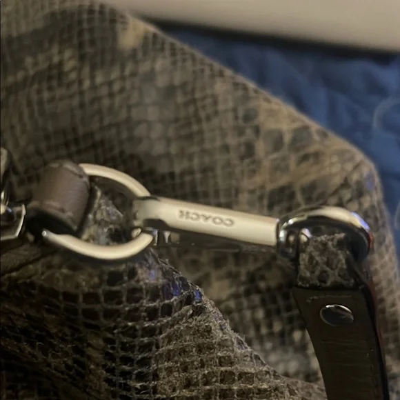 Coach Snake Print Satchel Bag - Black and Tan - Picture 10 of 10